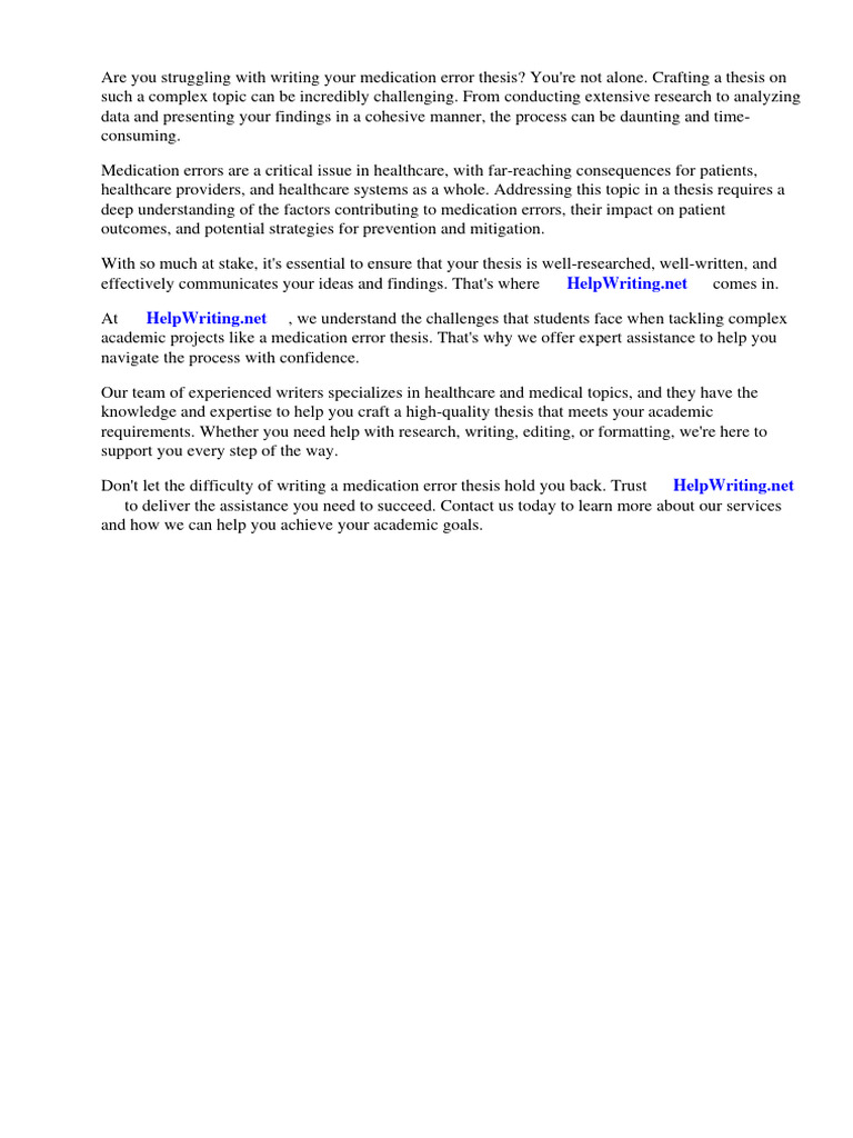 Medication error thesis pdf medical error medical prescription