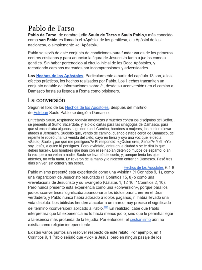 Pablo de Tarso | PDF | Pablo el apóstol | Jesús