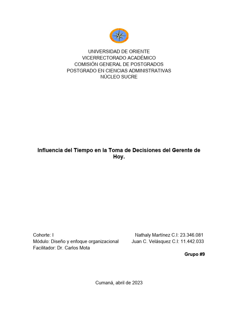 Tiempo y Decisiones Gerenciales Efectivas | PDF | Toma de decisiones ...