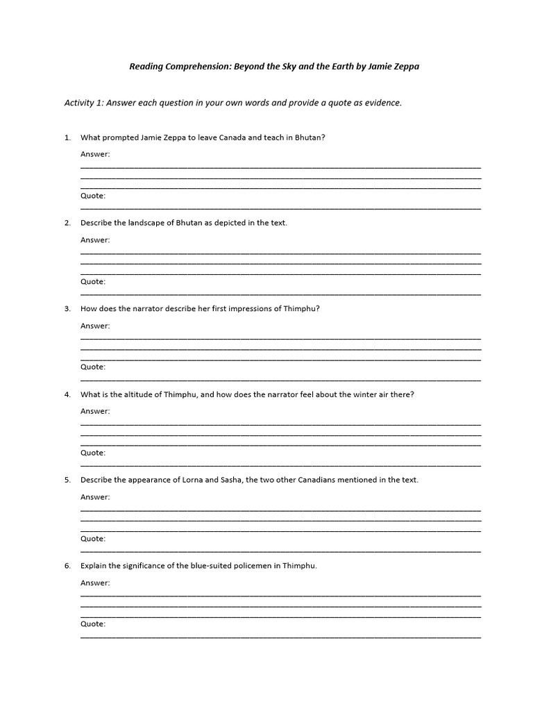 Beyond The Sky And The Earth Igcse Text Pdf
