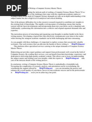 Computer Science Master Thesis Download