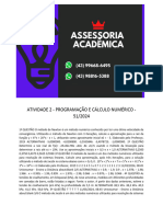 6495 Assessoria Atividade 2 - Programação e Cálculo Numérico - 51 2024