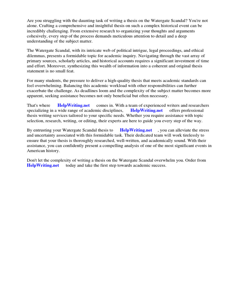 Watergate Scandal Thesis PDF Watergate Scandal United States Travel