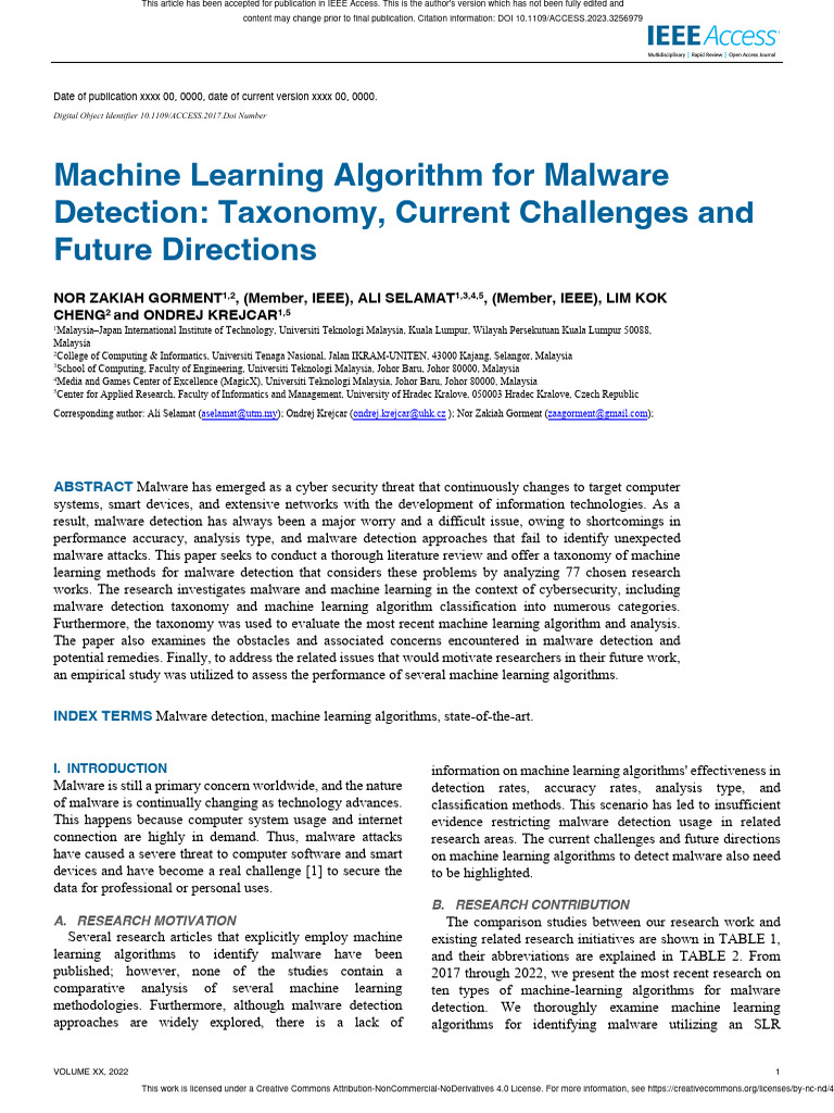 Machine Learning Algorithm For Malware Detection T | Download Free PDF ...