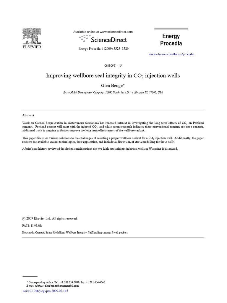 Enhancing CO2 Injection Well Seal Integrity | PDF | Cement | Casing ...