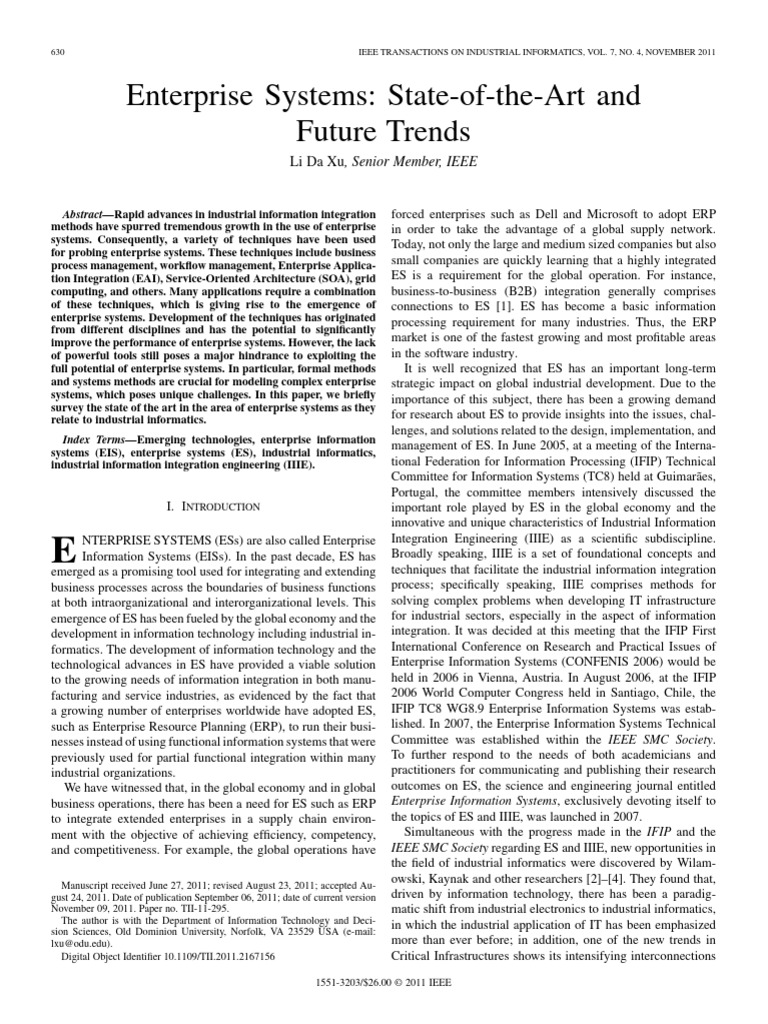 Enterprise Systems: Trends and Techniques | PDF | Business Process ...