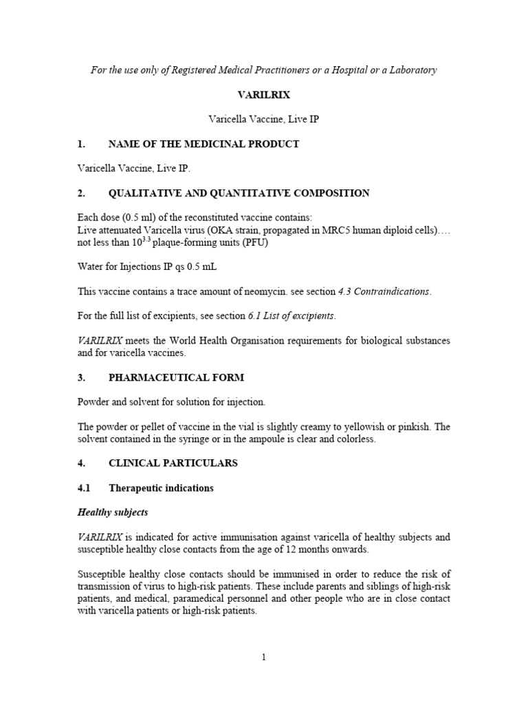 Varilrix | PDF | Vaccines | Vaccination