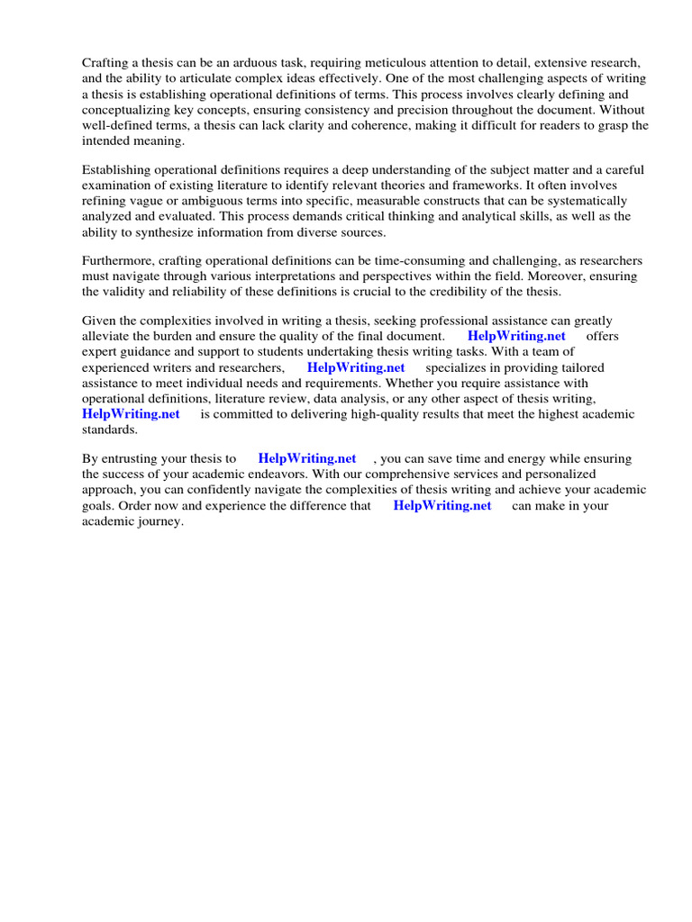 Operational Definition of Terms Sample Thesis | PDF | Methodology ...