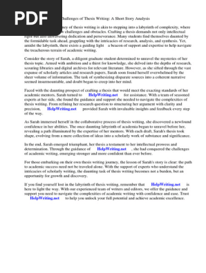 Thesis Analysis Short Story