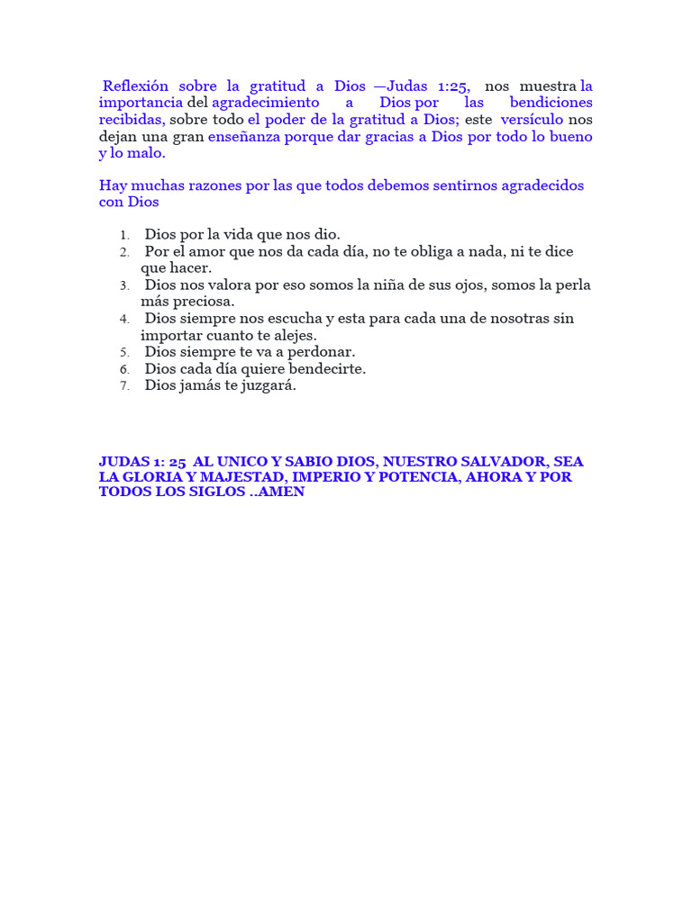 Reflexión sobre la Gratitud a Dios | PDF | Gratitud | Dios