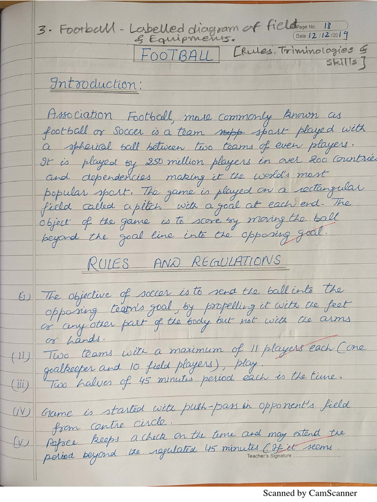 Labelled Diagram of Field & Equipment (Rules, Terminologies & Skill) PDF