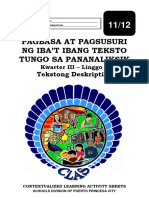 Core - Pagbasa at Pagsusuri - q3 - CLAS2 - Tekstong Deskriptibo - v3 - MAJA JOREY DONGOR