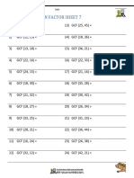 Greatest Common Factor Sheet 7