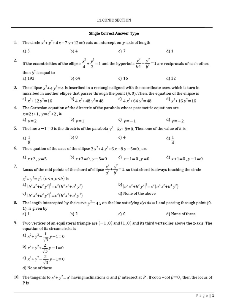 Conic Section | PDF | Ellipse | Circle