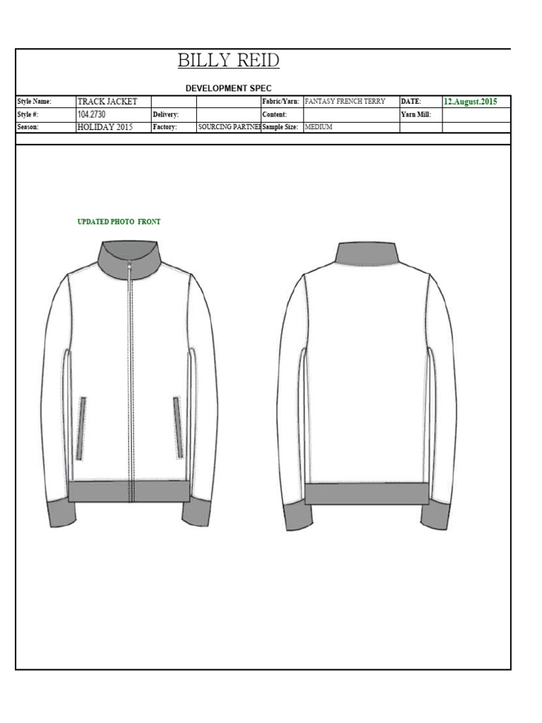 104 2730 Jacquard Track Jacket (IC) FinalFactSpec 26.august.2015 | PDF ...