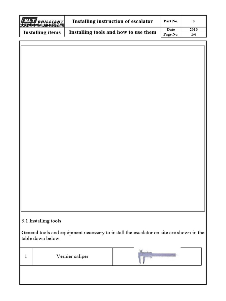 Escalator Installation Guide | PDF | Escalator | Tools