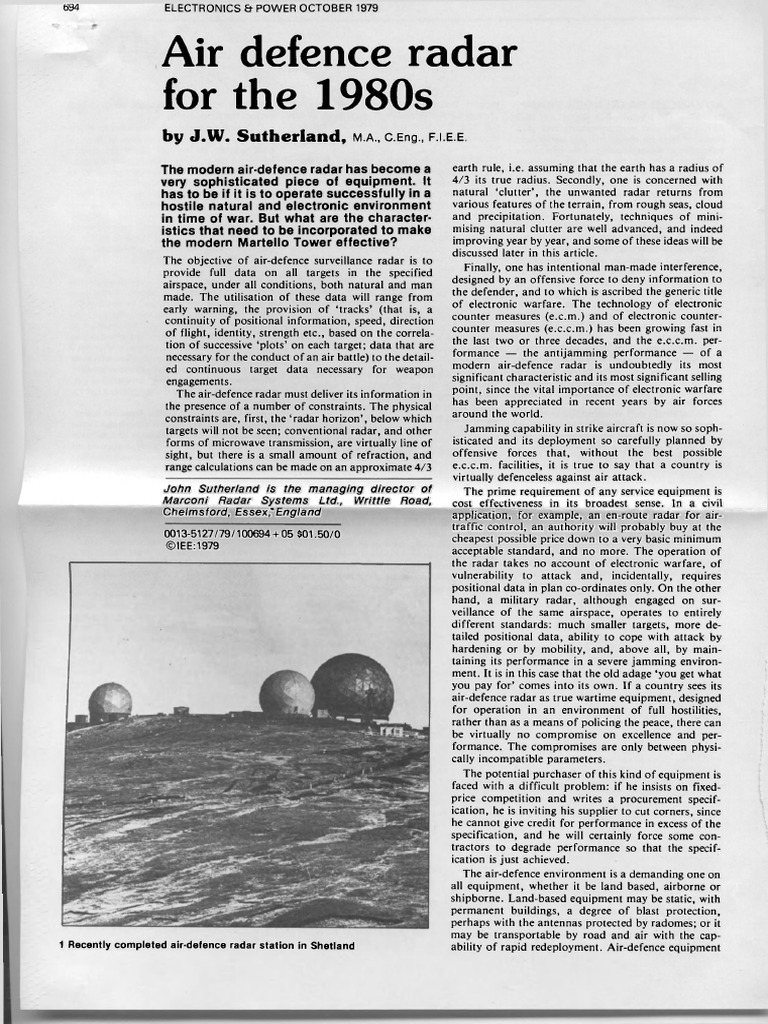 Air Defence Radar Innovations 1980s | PDF | Radar | Antenna (Radio)