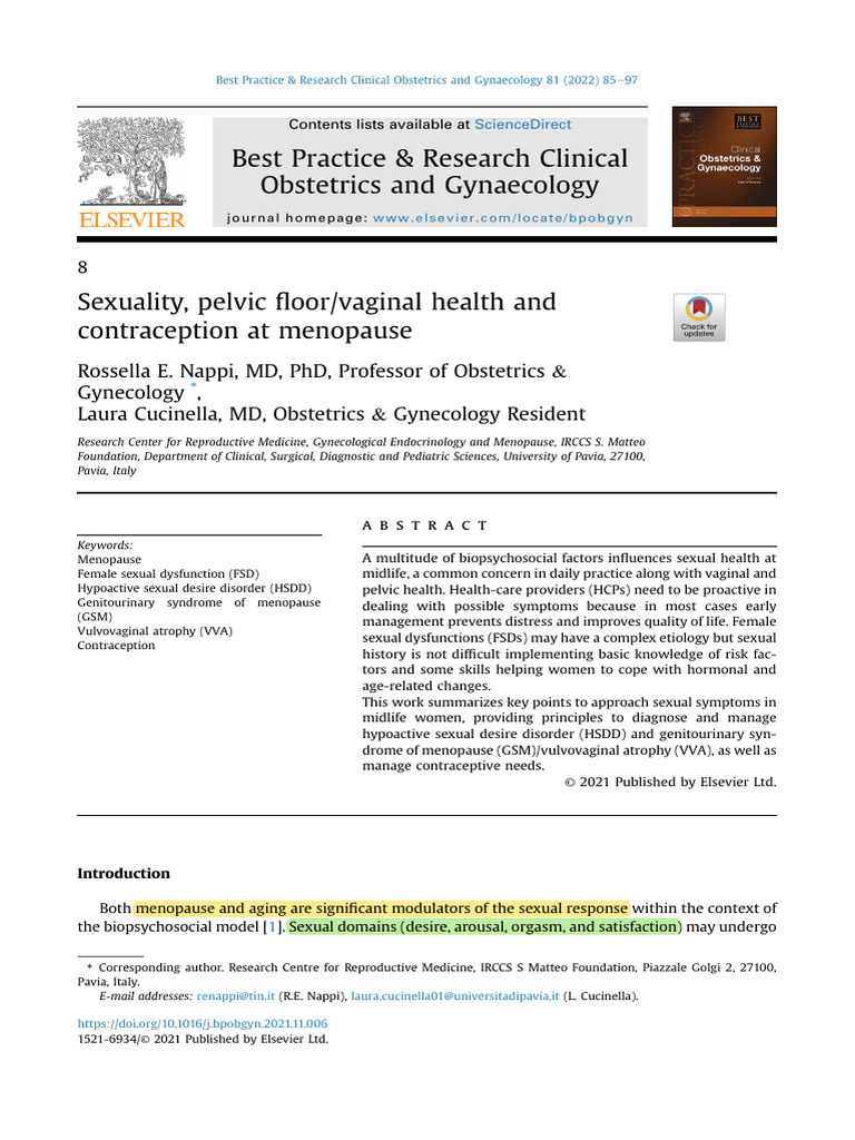 Menopause: Managing Sexual Health Issues | PDF | Urinary Incontinence ...