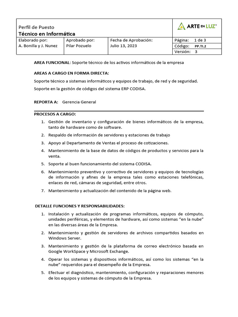 Perfil de Técnico en Informática | PDF | Servidor (Computación ...