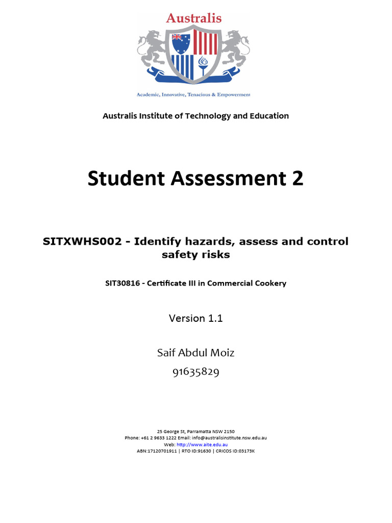 WHS Risk Assessment Guide | PDF | Occupational Safety And Health | Risk
