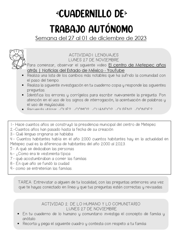 Actividades educativas del 27 de noviembre al 1 de diciembre | PDF ...