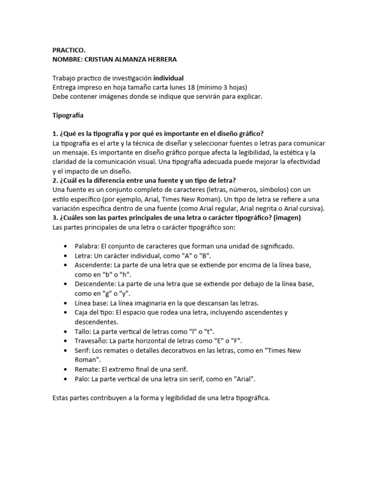 Tipograf a Trabajo De Investigacion Listoo PDF Tipograf a Sans 