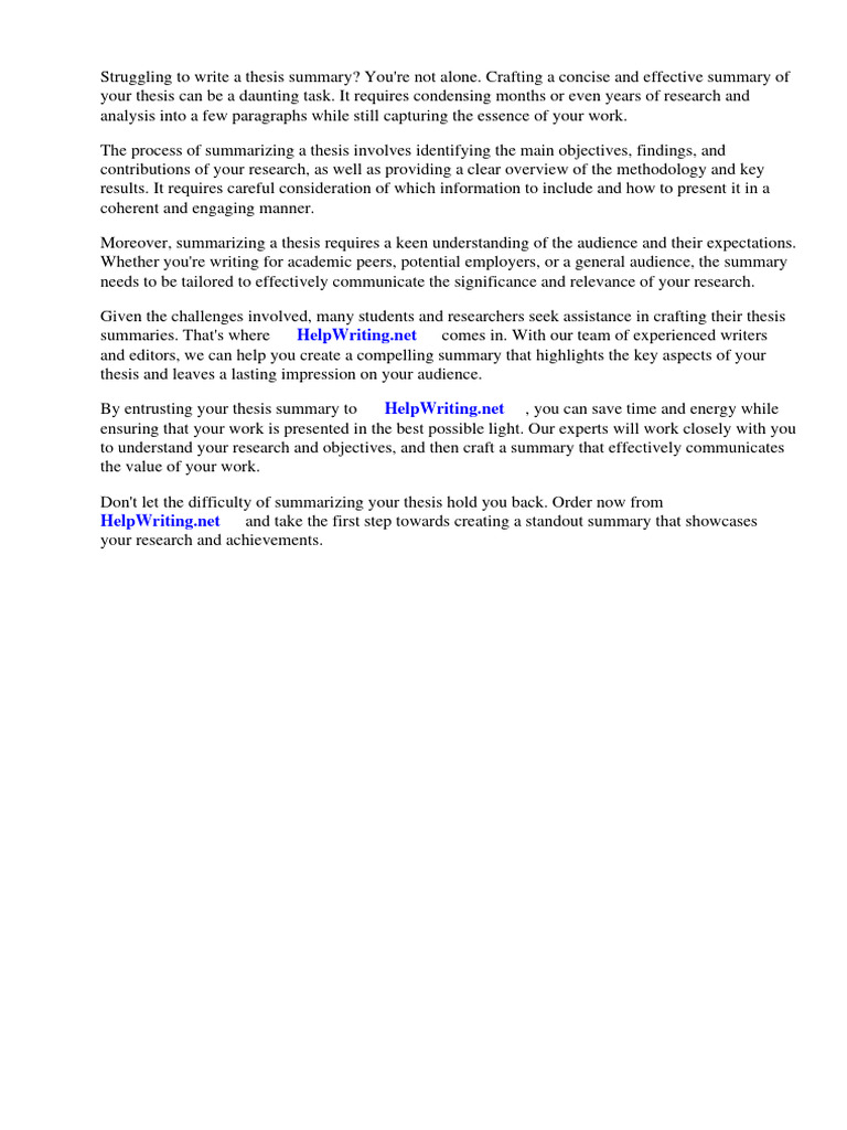 How to make a good summary of a thesis download free pdf image