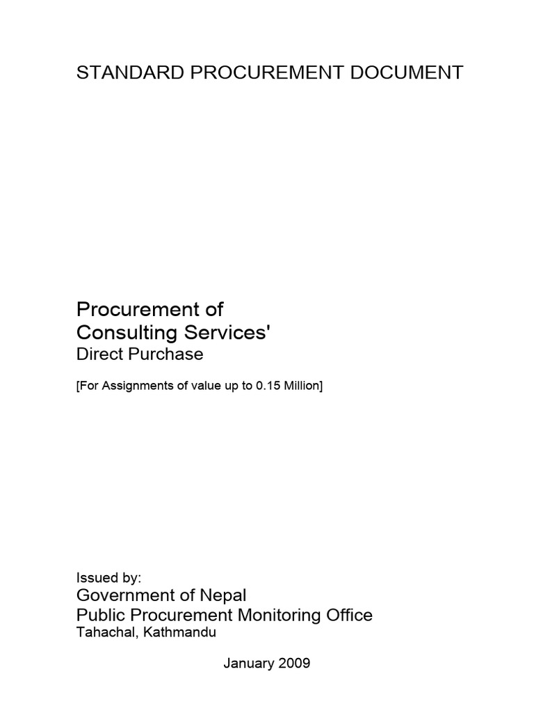 Consulting Services Procurement Guide | PDF | Consultant | Request For ...