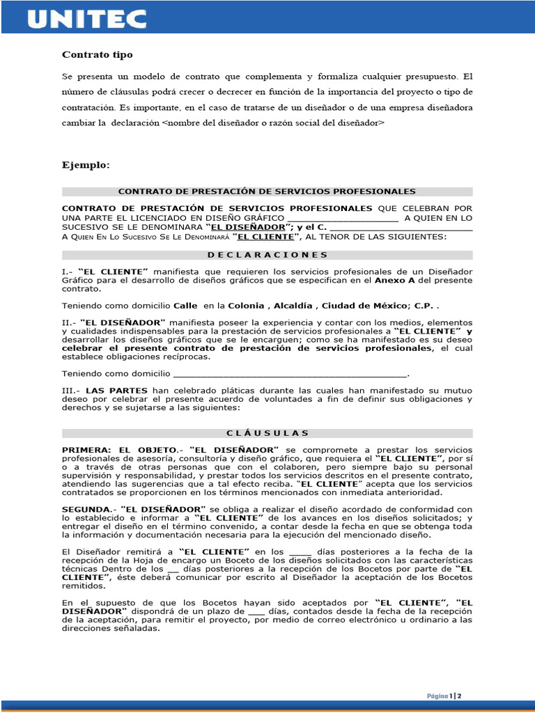Modelo de Contrato de Diseño Gráfico | PDF | Finanzas y dinero