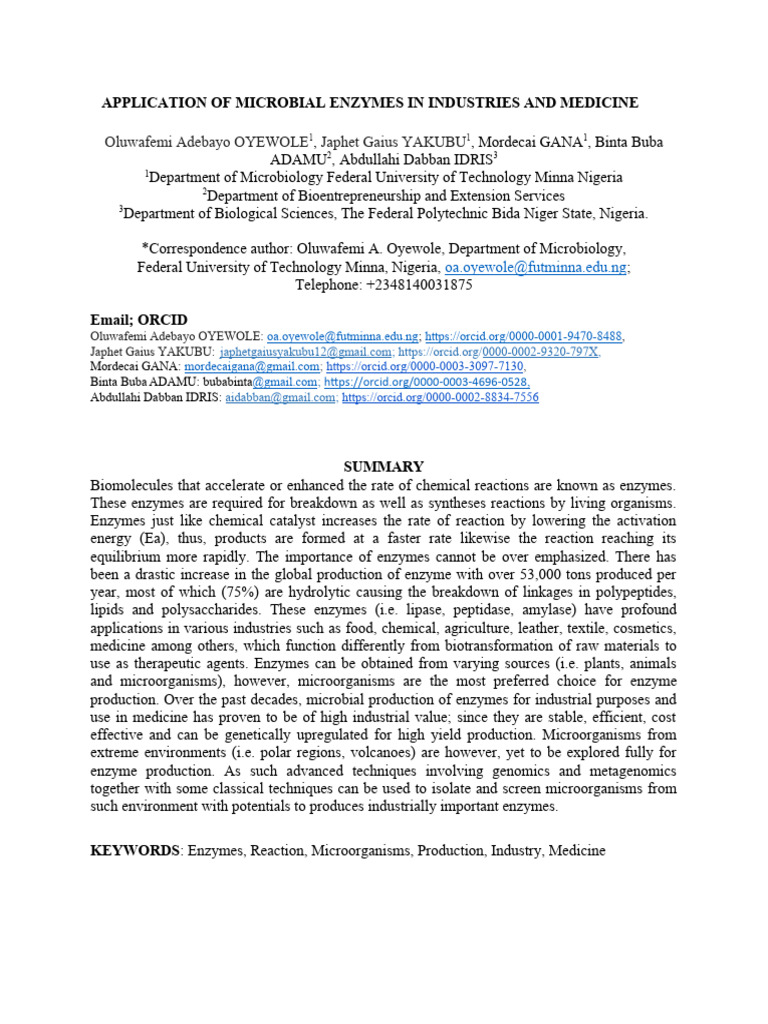 Microbial Enzymes in Industry and Medicine | PDF | Protease | Enzyme