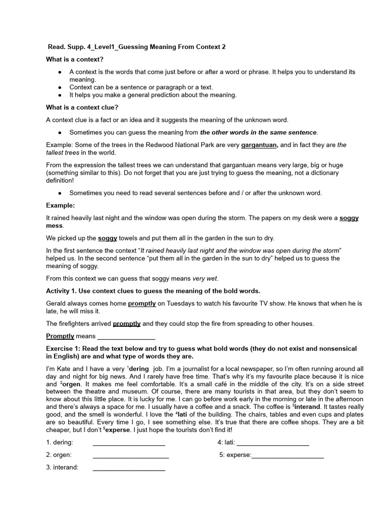 Context Clues for Vocabulary Skills | PDF | Language Arts & Discipline
