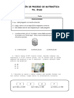 EVALUACIÓN DE MATEMÁTICA 4to - FRACCIONES