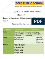 Date:-25/July/2023 (Home Task Diary) Class: - 1 Today's Question - What About Ceiling Fans?