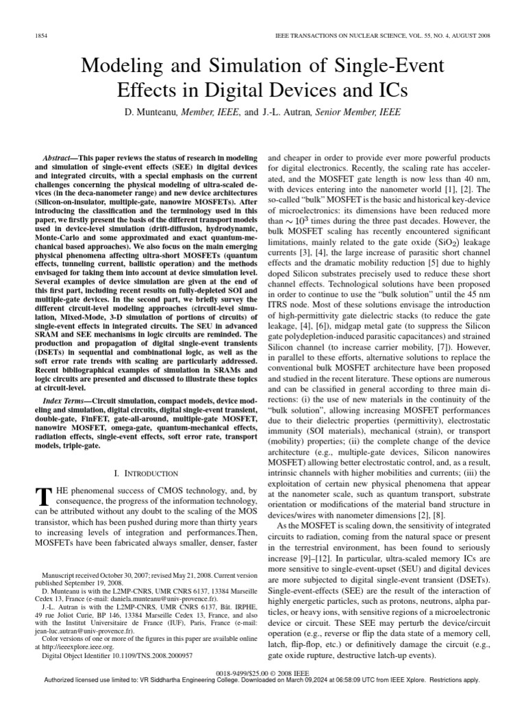 Modeling and Simulation of Single-Event Effects in Digital Devices and ...