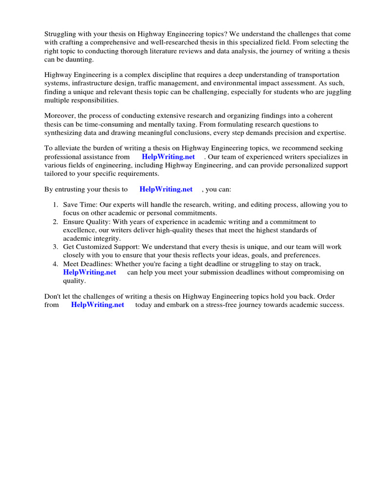 Thesis topics highway engineering pdf engineering thesis
