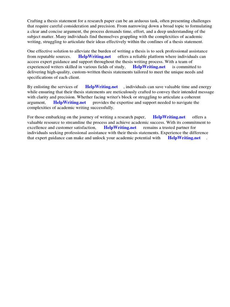 Example Thesis Statements For Research Papers | PDF | Essays | Thesis