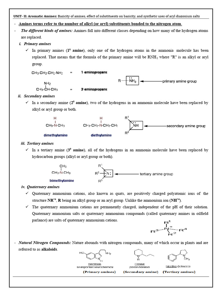 Aromatic Amines: Basicity & Properties | PDF | Amine | Ammonium