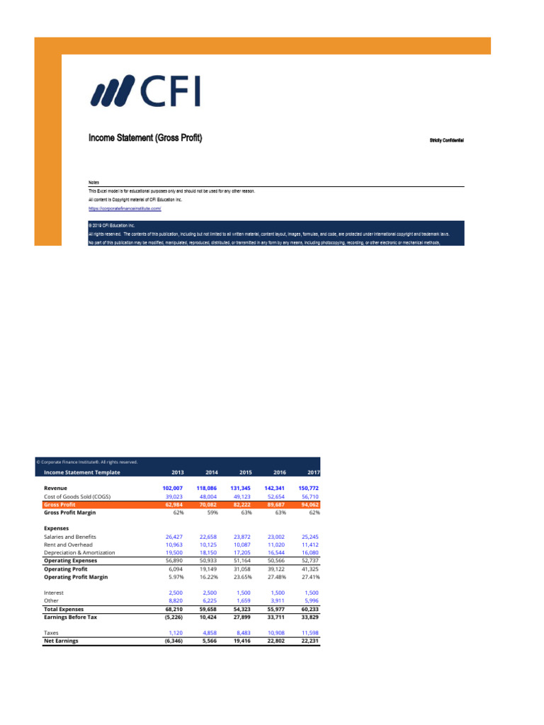 Income Statement Gross Profit | PDF | Gross Income | Cost Of Goods Sold