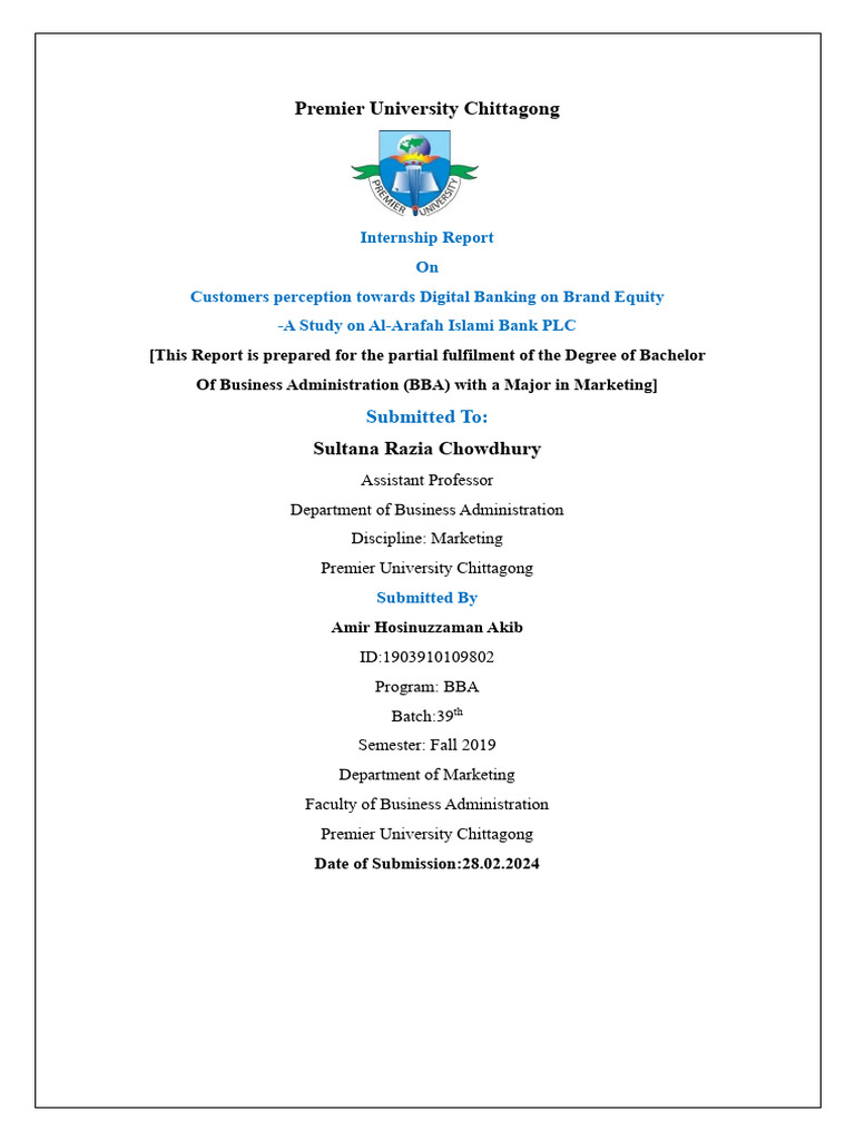 Internship Report On Digital Banking | PDF | Brand | Banks