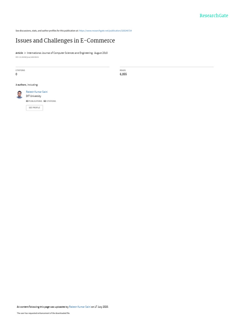 E-Commerce Issues and Challenges | PDF | E Commerce | Internet