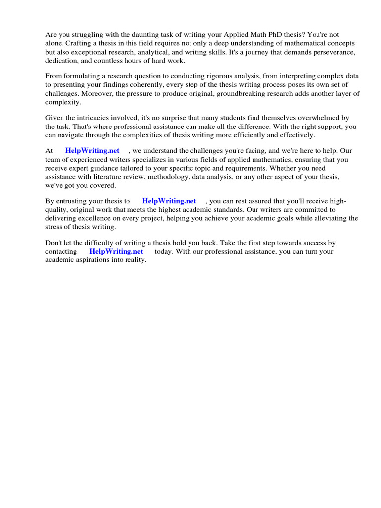 Applied Math PHD Thesis | PDF | Thesis | Mathematics