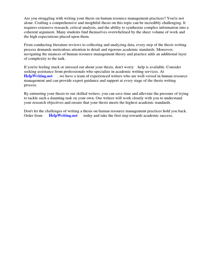Thesis Help: HR Management Practices | PDF | Human Resource Management ...
