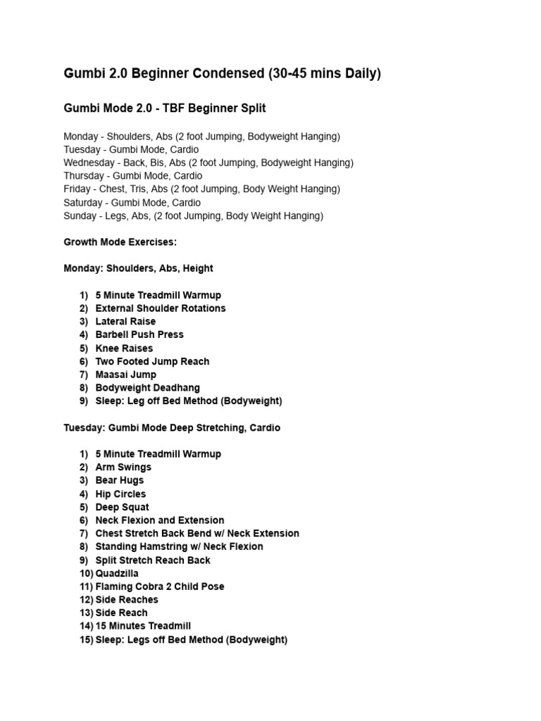 Gumbi Mode Beginner Condensed 1 1 | PDF | Anatomical Terms Of Motion ...