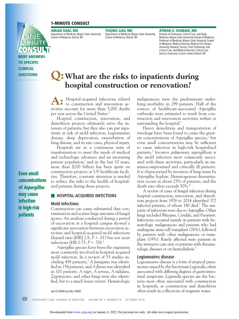 What Are The Risks To Inpatients During Hospital Construction or ...