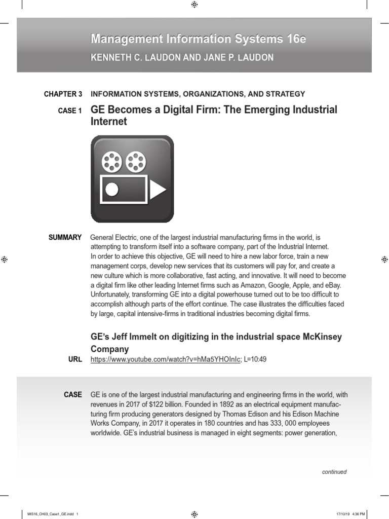 MIS16 CH03 Case1 GE | PDF | General Electric | Banks