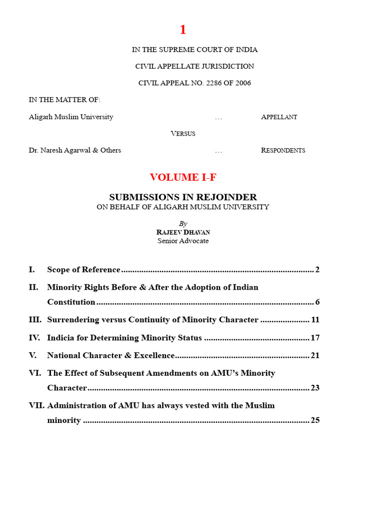 Written Submissions Rejoinder by Senior Advocate Rajeev Dhavan | PDF ...