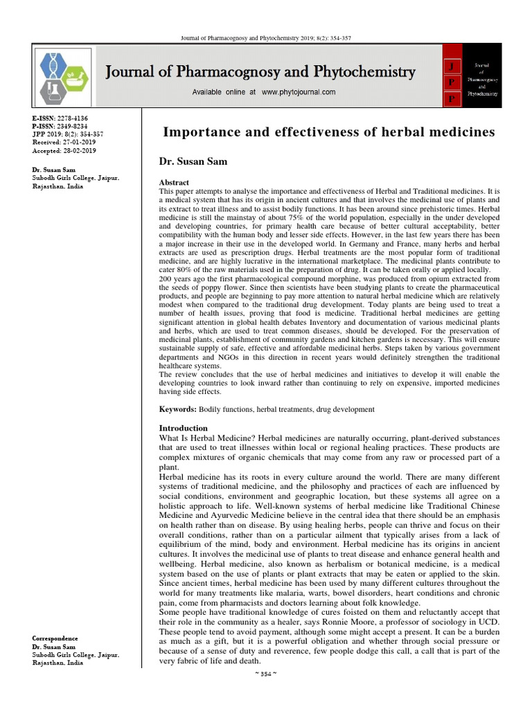 Importance of Herbal Medicines | PDF | Dietary Supplements ...