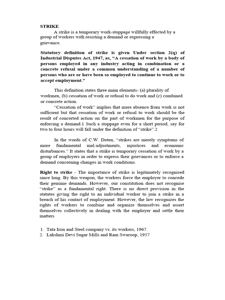 Strike Pdf Strike Action Lockout Industry