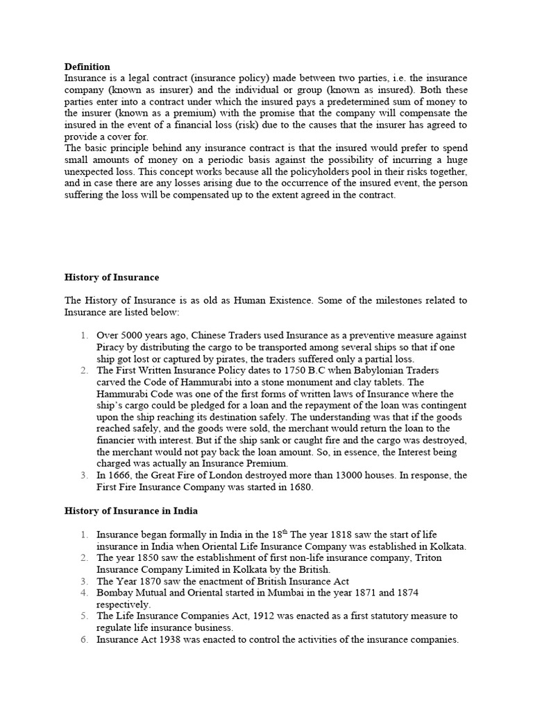 Understanding Insurance: Types & History | PDF | Reinsurance | Insurance