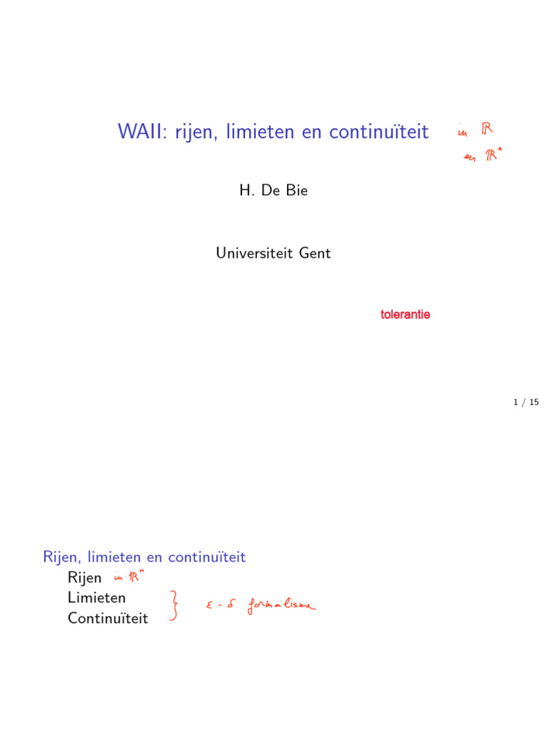 Wiskundige Analyse II Continuiteit | PDF